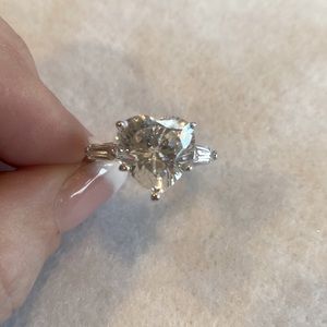 Sterling silver CZ heart cut ring